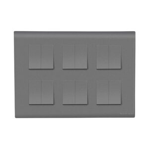 Wipro Northwest (Nowa) Switch Combo of 12M Plate + 6A Switch x12t, Silver Grey (Kit 15)