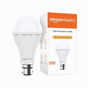 amazon basics – Rechargeable 9W LED Emergency Inverter Bulb, Cool White (Base B22)