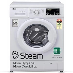 LG 7 Kg 5 Star Inverter Touch Panel Fully-Automatic Front Load Washing Machine with In-Built Heater (FHM1207SDW, White, 6 Motion Direct Drive, 1200 RPM & Steam)